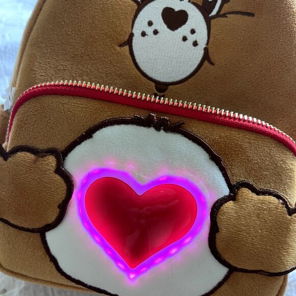 Loungefly Care Bears Tenderheart Bear Plush Cosplay Light Up Mini Backpack - Picture 4 of 5